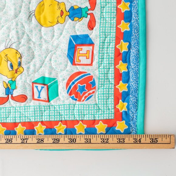 Vintage Tweety Bird Baby Quilt Blanket Looney Tunes Warner Bros Crib Nursery - Picture 7 of 7